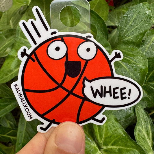 Vinyl Cute Basketball Mom Sticker – “Whee!” basketball decal by Kalirally.