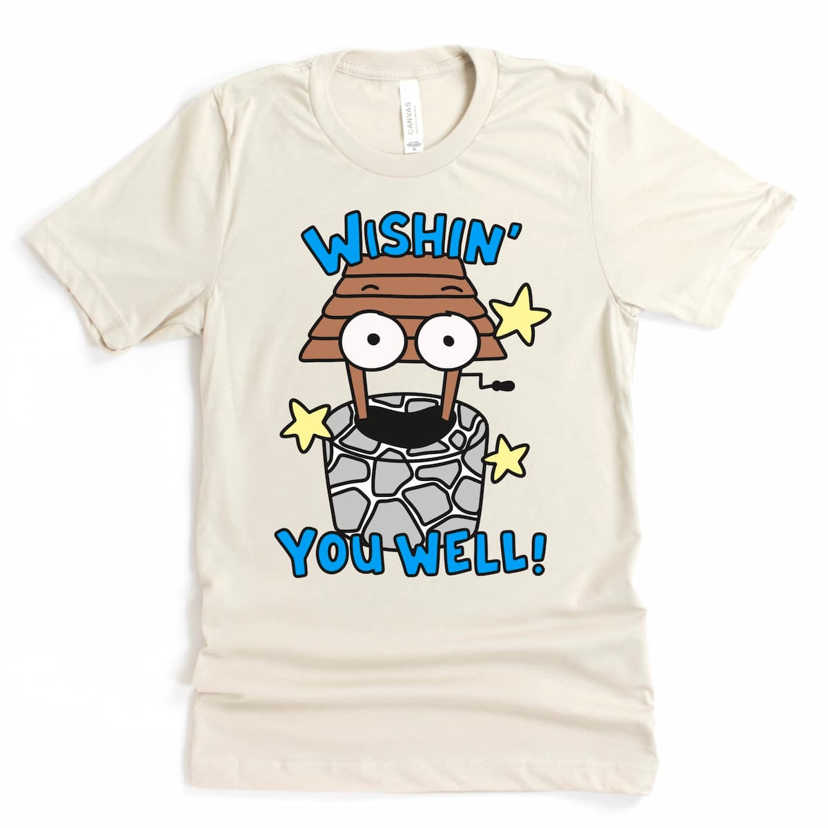 Wishin' You Well cartoon pun shirt Ocean Blue, feel good graphic tee by Kalirally
