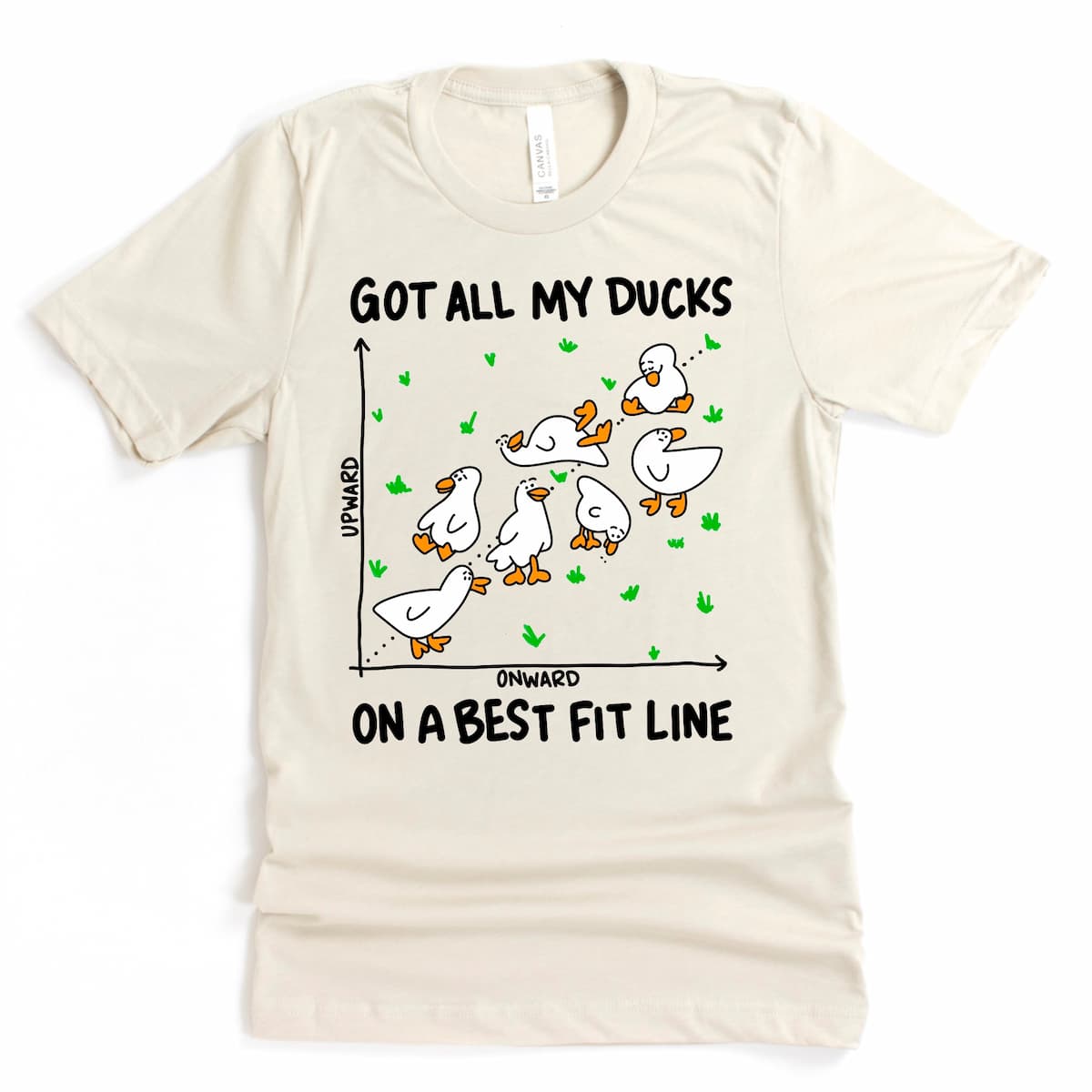 Heather dust funny duck t shirt with clever pun design by Kalirally