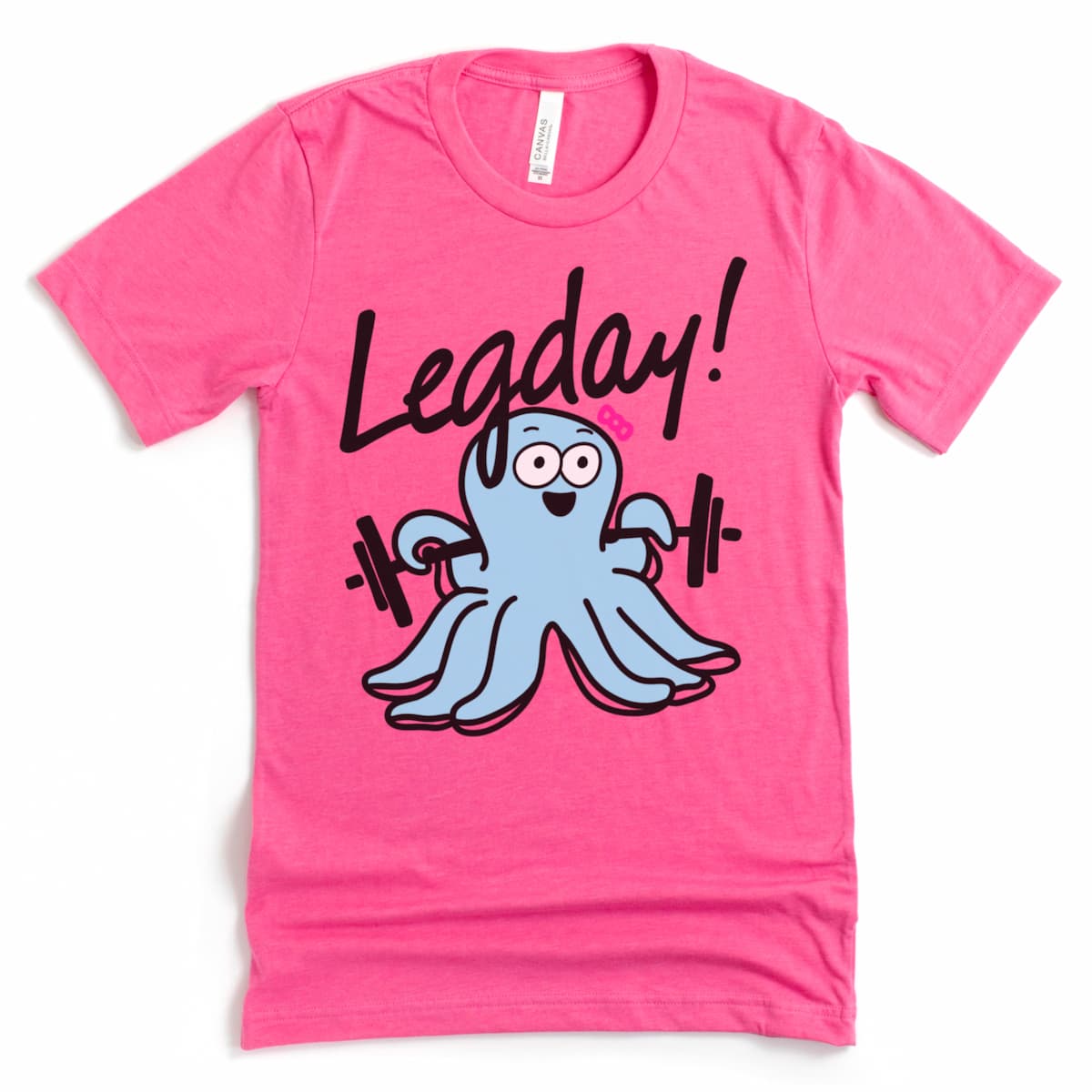 Heather Charity Pink tee featuring cute octopus and leg day joke – funny fitness shirt by Kalirally