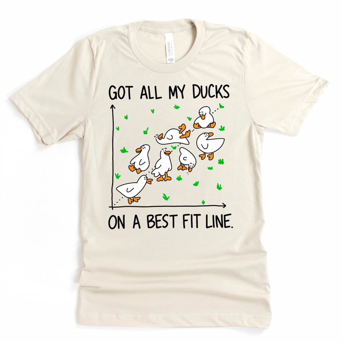 Heather Dust funny statistics shirt with a silly duck best fit line graphic – clever math humor tee by Kalirally