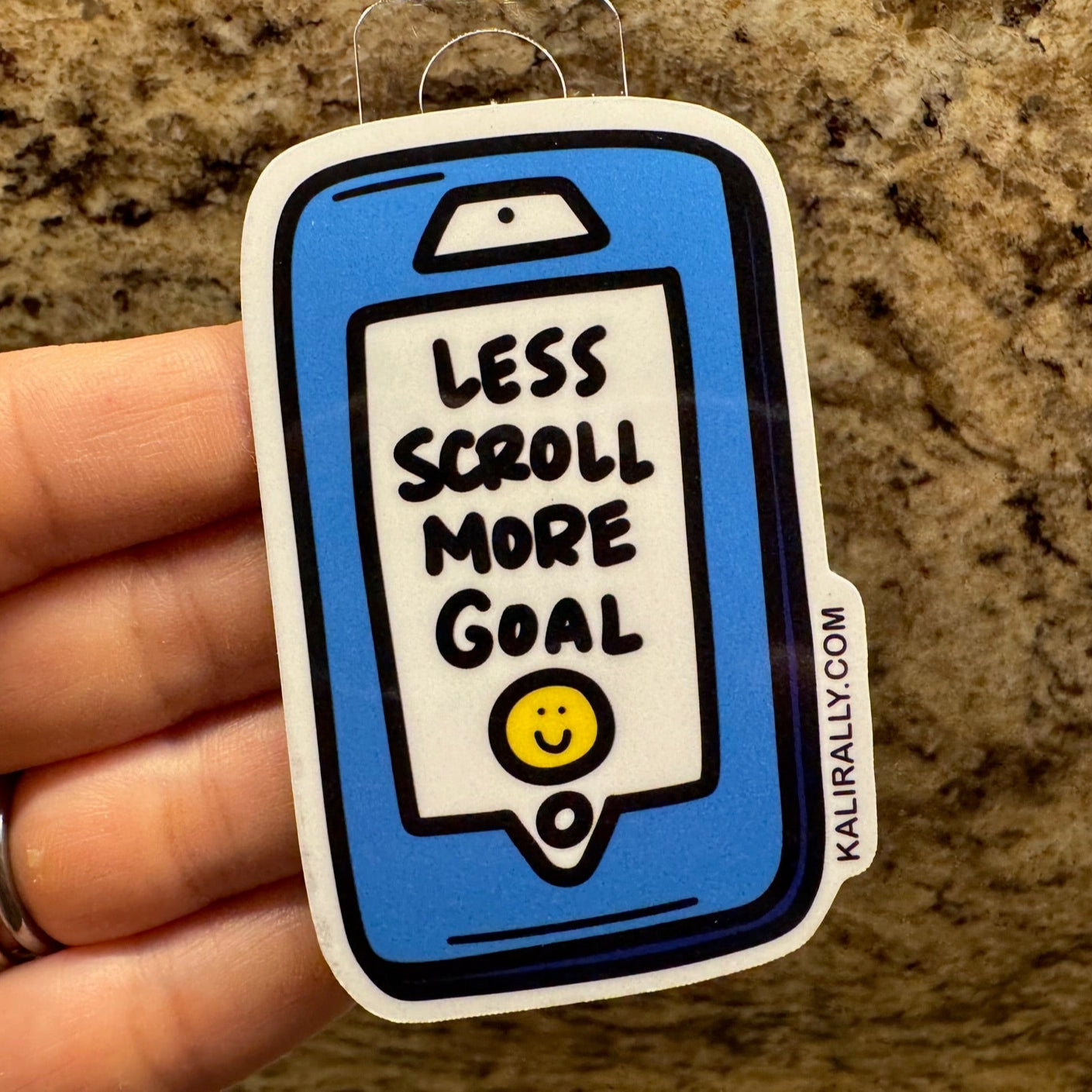 Goals vinyl sticker, “Less Scroll More Goal!” cell phone decal for water bottles and laptops by Kalirally