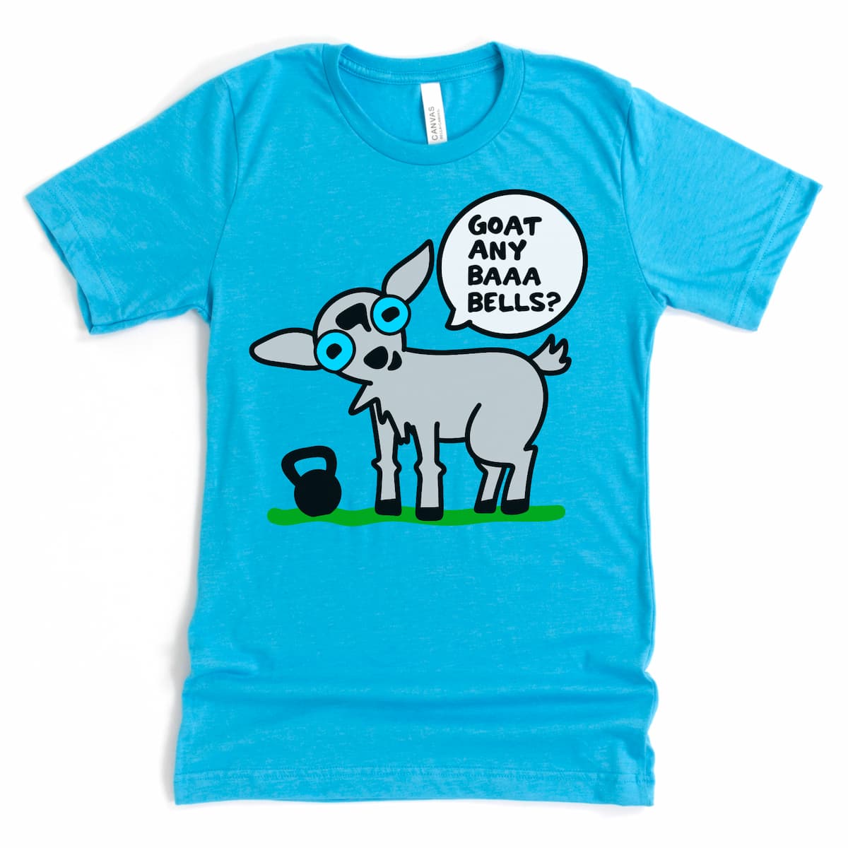 Funny gym shirt with goat and kettlebell on heather aqua tee β perfect for funny female workout shirts β Kalirally