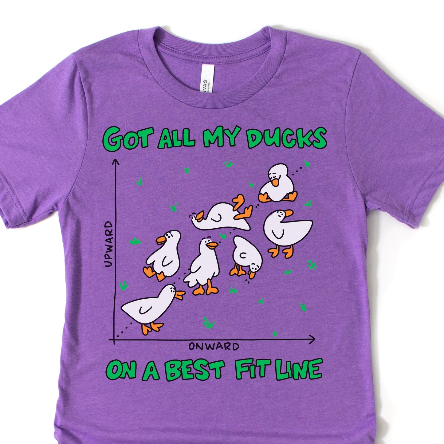 Flat lay of funny math teacher shirt in heather team purple. Perfect for clever science gifts, engineers, and math lovers.