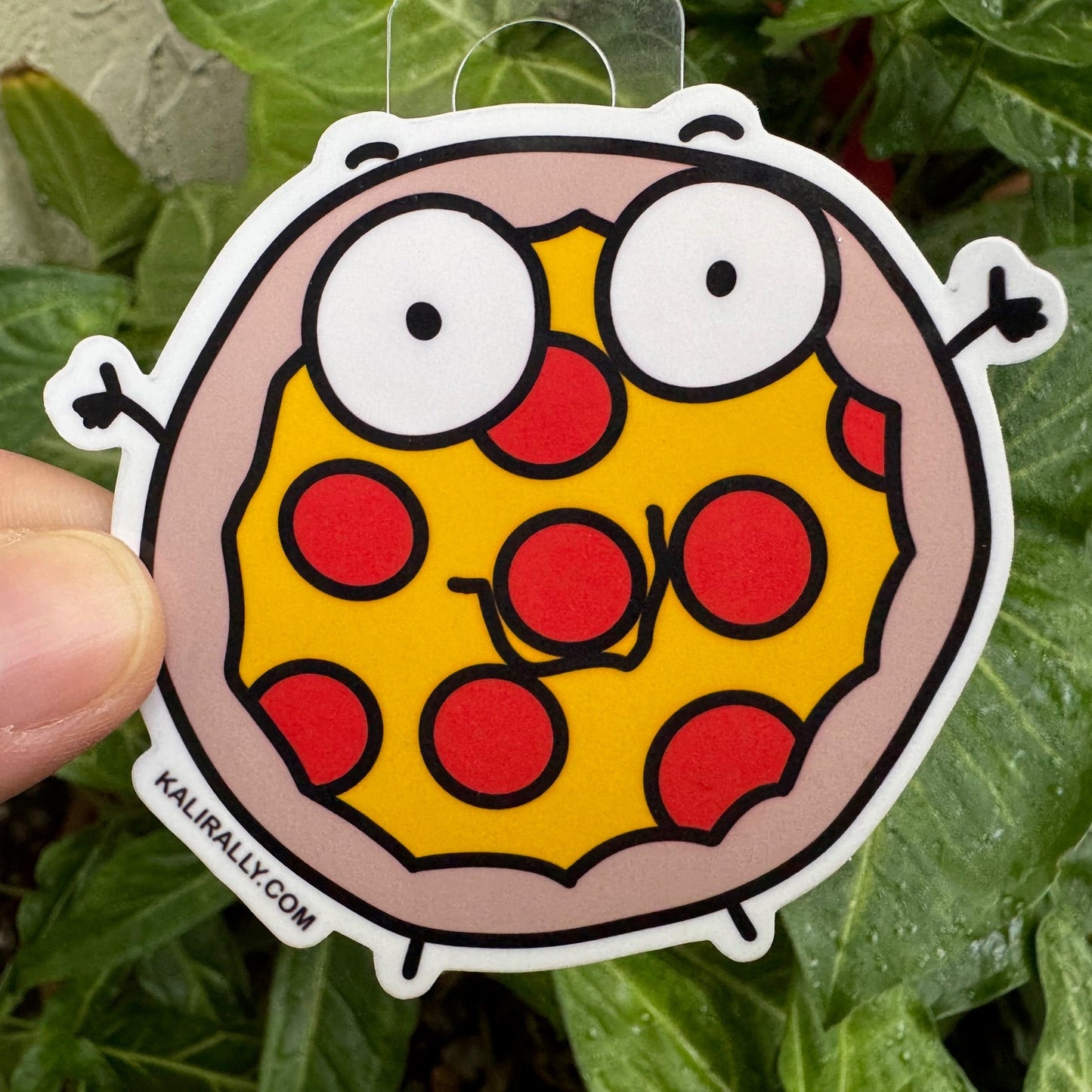 Pepperoni pizza vinyl sticker, cartoon pizza decal for water bottles and laptops by Kalirally