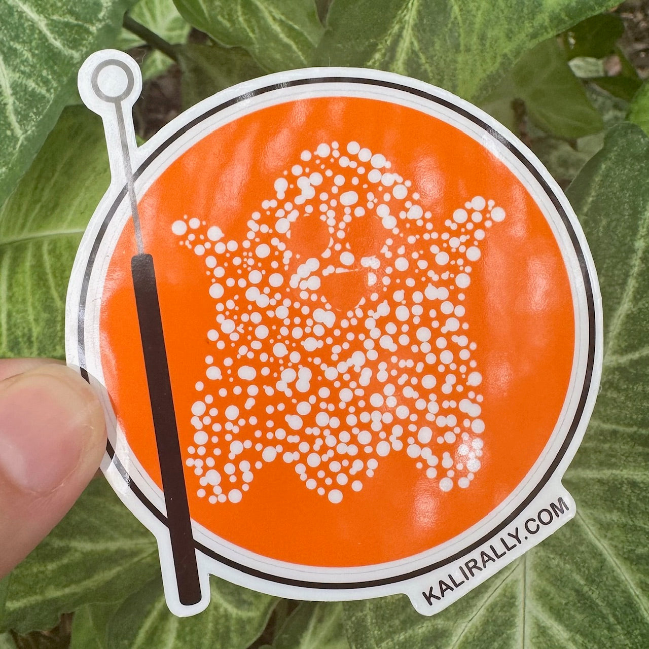 Playful petri dish Halloween sticker with spooky microbes, waterproof and durable decal for scientists and students by Kalirally.
