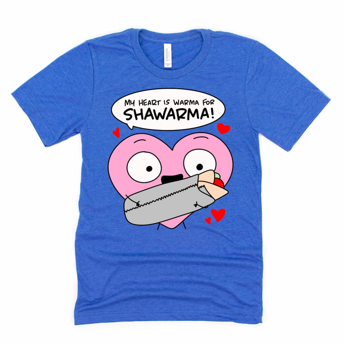 Royal blue funny shawarma tee My Heart Is Warma for Shawarma shirt gift for foodies by Kalirally