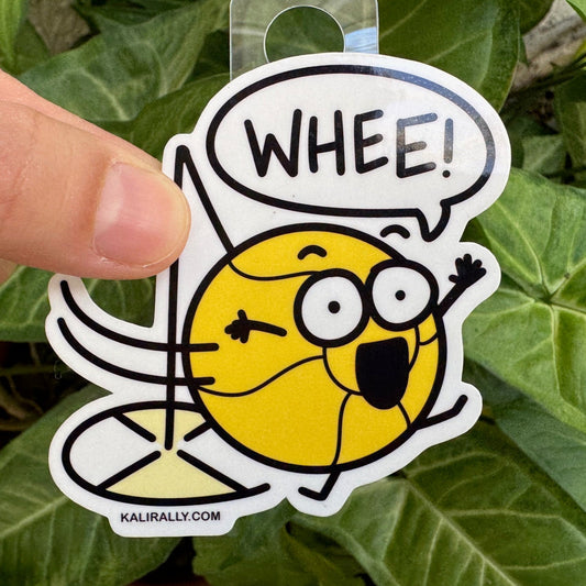 Tetherball vinyl sticker, nostalgic “Whee!” cartoon tetherball decal for water bottles and laptops by Kalirally