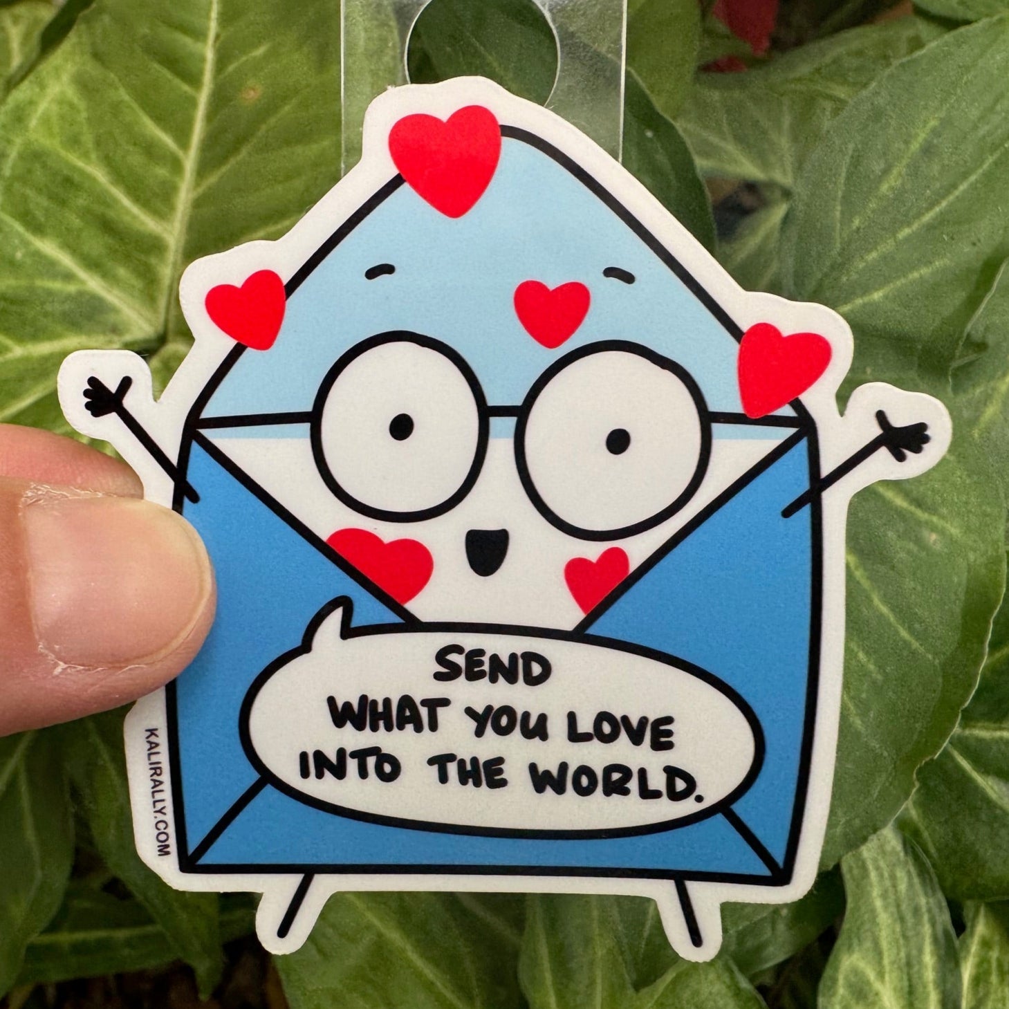 Vinyl Uplifting Artist Sticker – “Send what you love into the world” cute artist decal by Kalirally.