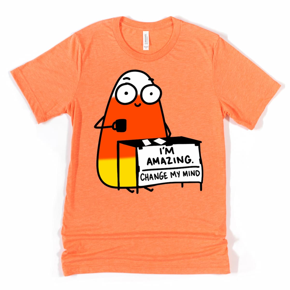Candy corn shirt in heather orange, festive tee for spooky season – Kalirally
