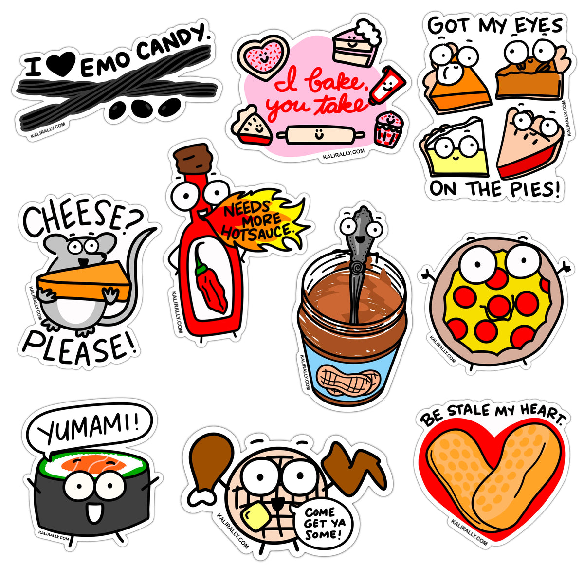 Googly Eye FOOD STICKERS/ Fun Food & Fruit Stickers/ Set of 25 Food Stickers:  Pizza, Taco, Avocado, French Fries, Ice Cream, Fruit 