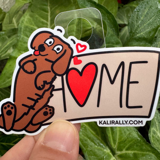 Vinyl Adorable Dachshund Sticker – “Home is where the Weiner Dog is” decal by Kalirally.