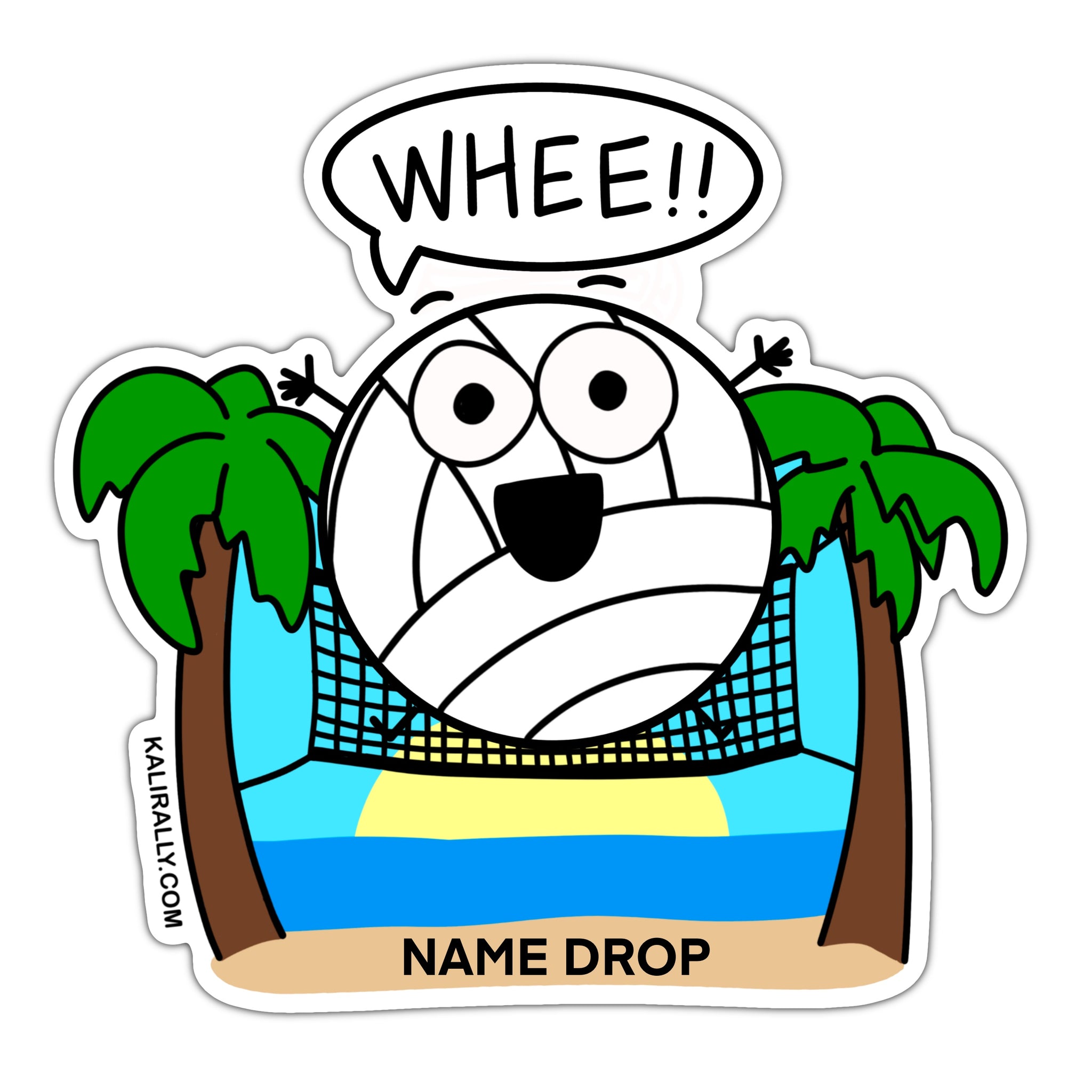 Beach Volleyball Name Drop Sticker, Wholesale Beach Name Drop Decal, Customizable Sticker