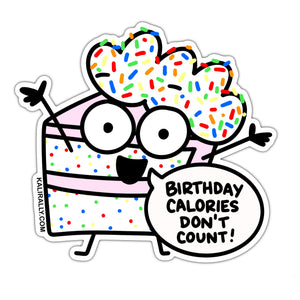 Birthday Calories Don't Count Birthday Cake sticker