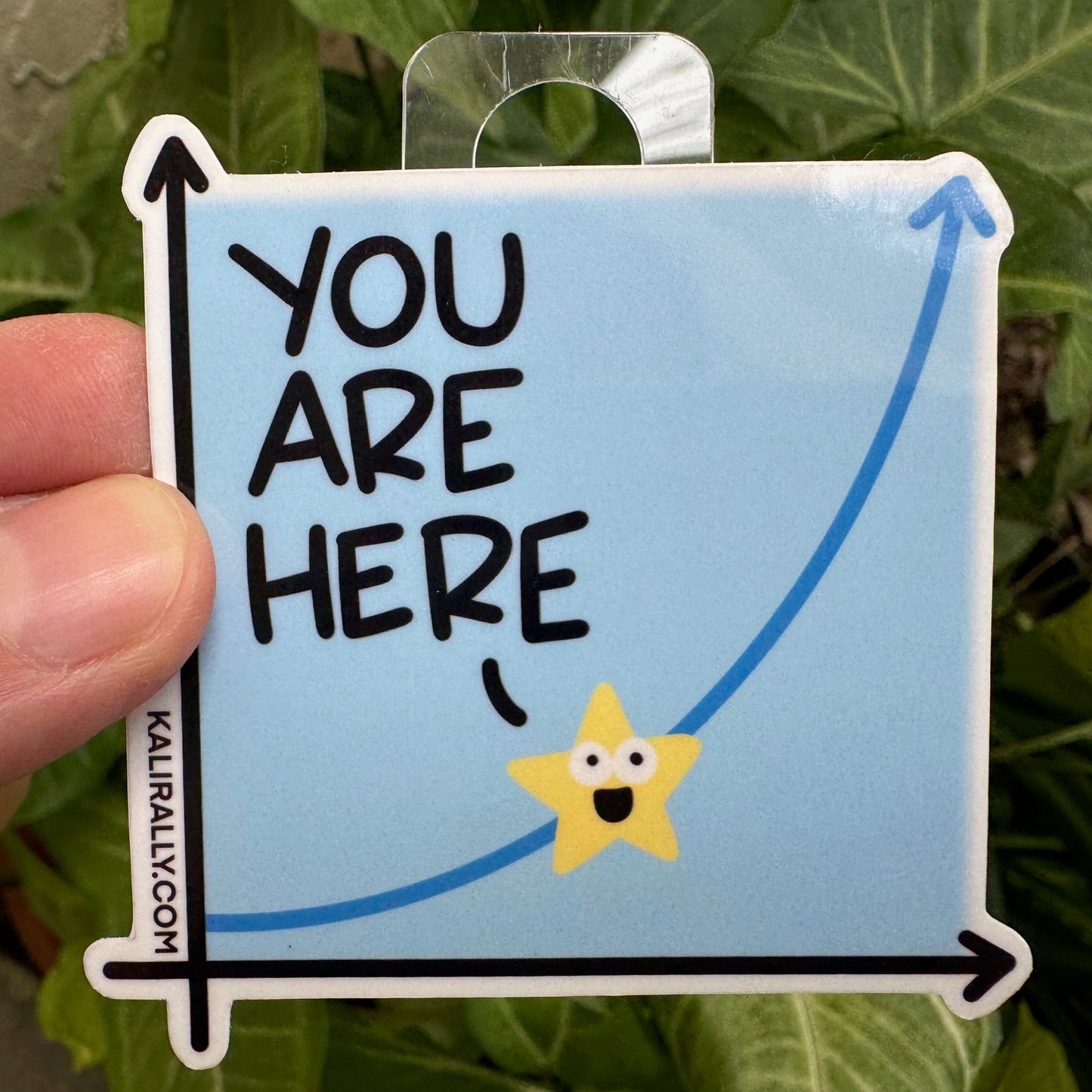 Exponential Growth Sticker with cartoon graph and “You are here” star on exponential curve, STEM decal by Kalirally