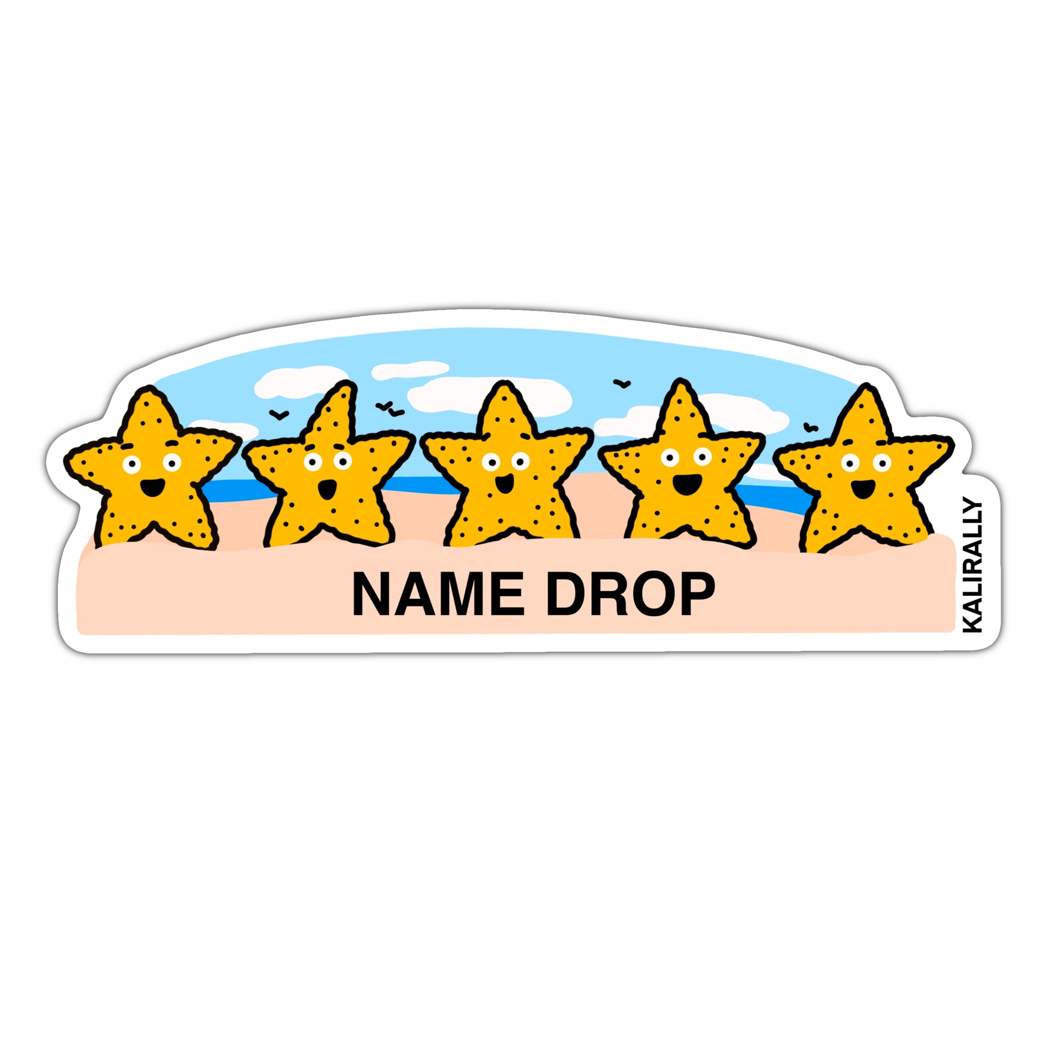 Beach name drop decal, Five Star Starfish Sticker