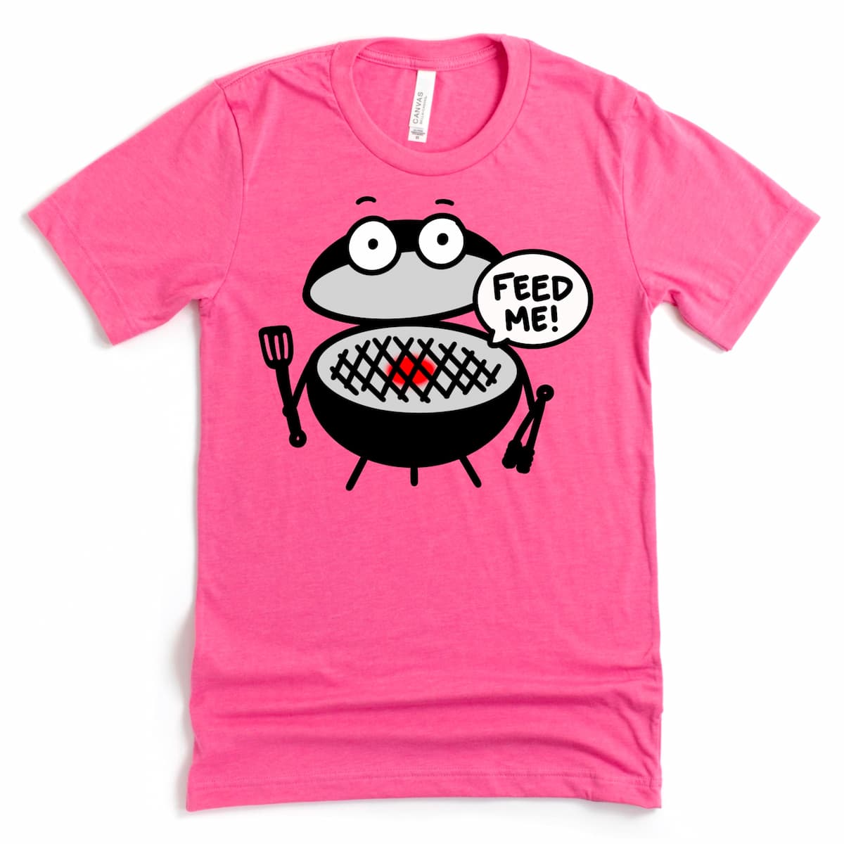 Charity Pink Grill T Shirt featuring a playful BBQ graphic, perfect for summer cookouts by Kalirally