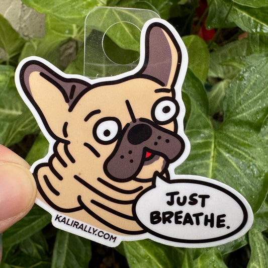 Funny pug vinyl sticker, cartoon pug decal for water bottles and laptops by Kalirally