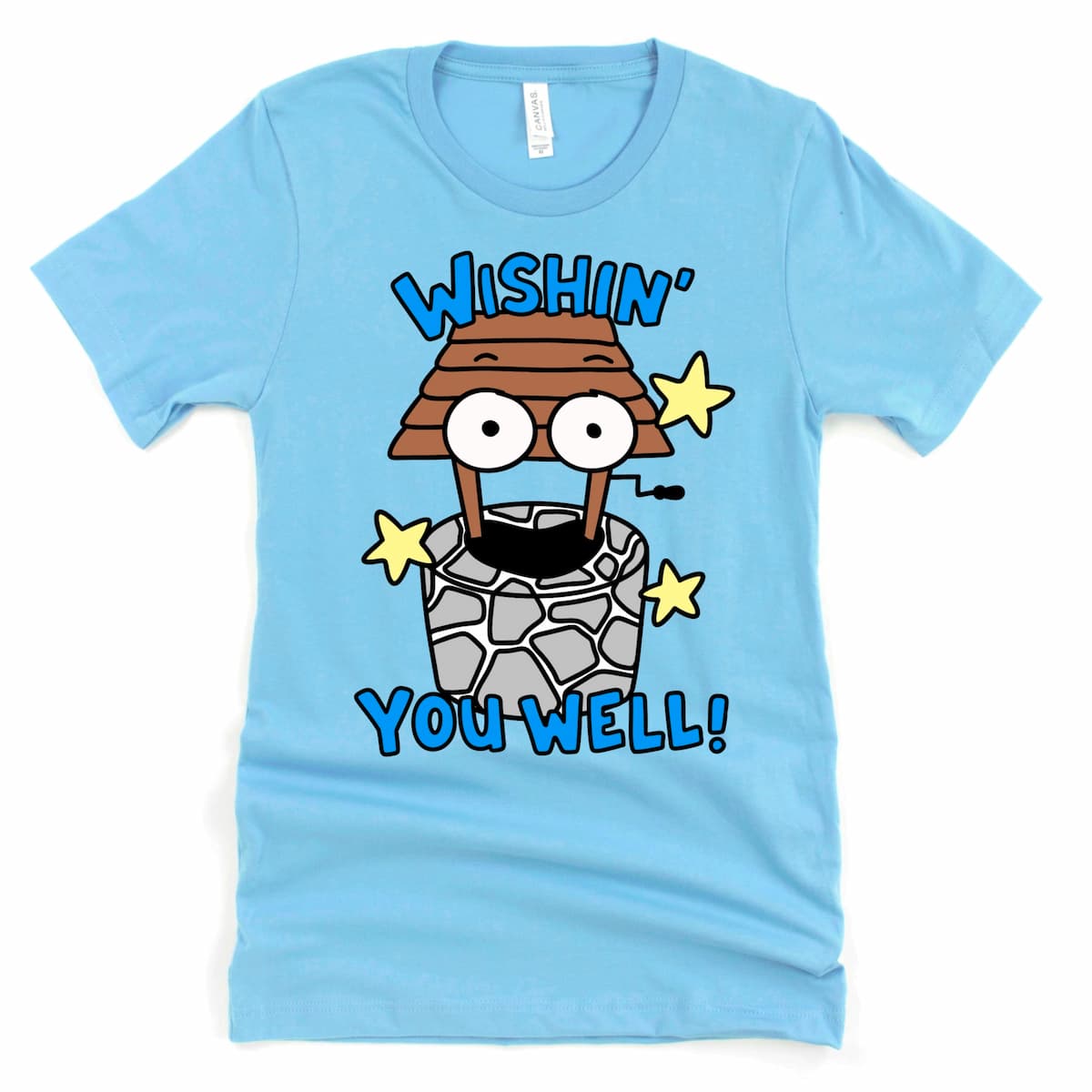 Wishin' You Well cartoon pun t-shirt Heather Dust, clever positive message tee by Kalirally