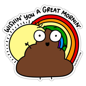 Funny morning poo sticker, coffee sticker, poop emoji sticker, kalirally decal