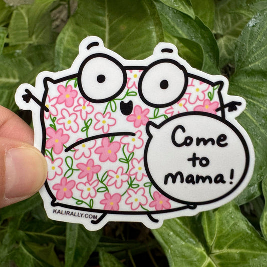 Vinyl Go To Bed Sticker – fun “Come to mama!” cartoon pillow decal by Kalirally.