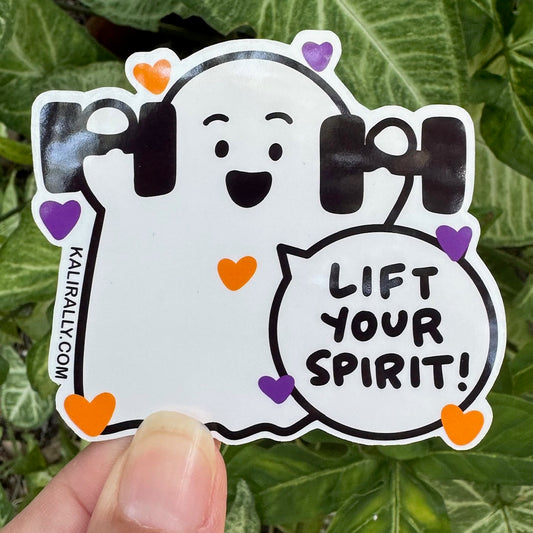 Halloween Weiner Dog Sticker with cartoon dachshund in costume and phrase “Happy Halloweenie!”, cute Halloween decal by Kalirally