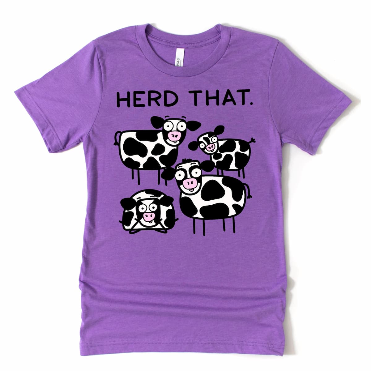 Purple herd that shirt with cartoon cows turning around – Kalirally