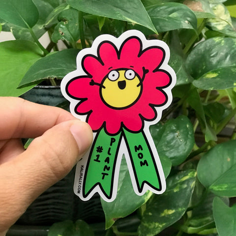 Funny plant mom sticker, #1 plant mom ribbon, green thumb sticker, plant therapy, waterproof vinyl sticker, kalirally decal