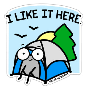 Happy camper sticker, tent sticker, hiking sticker, waterproof vinyl sticker