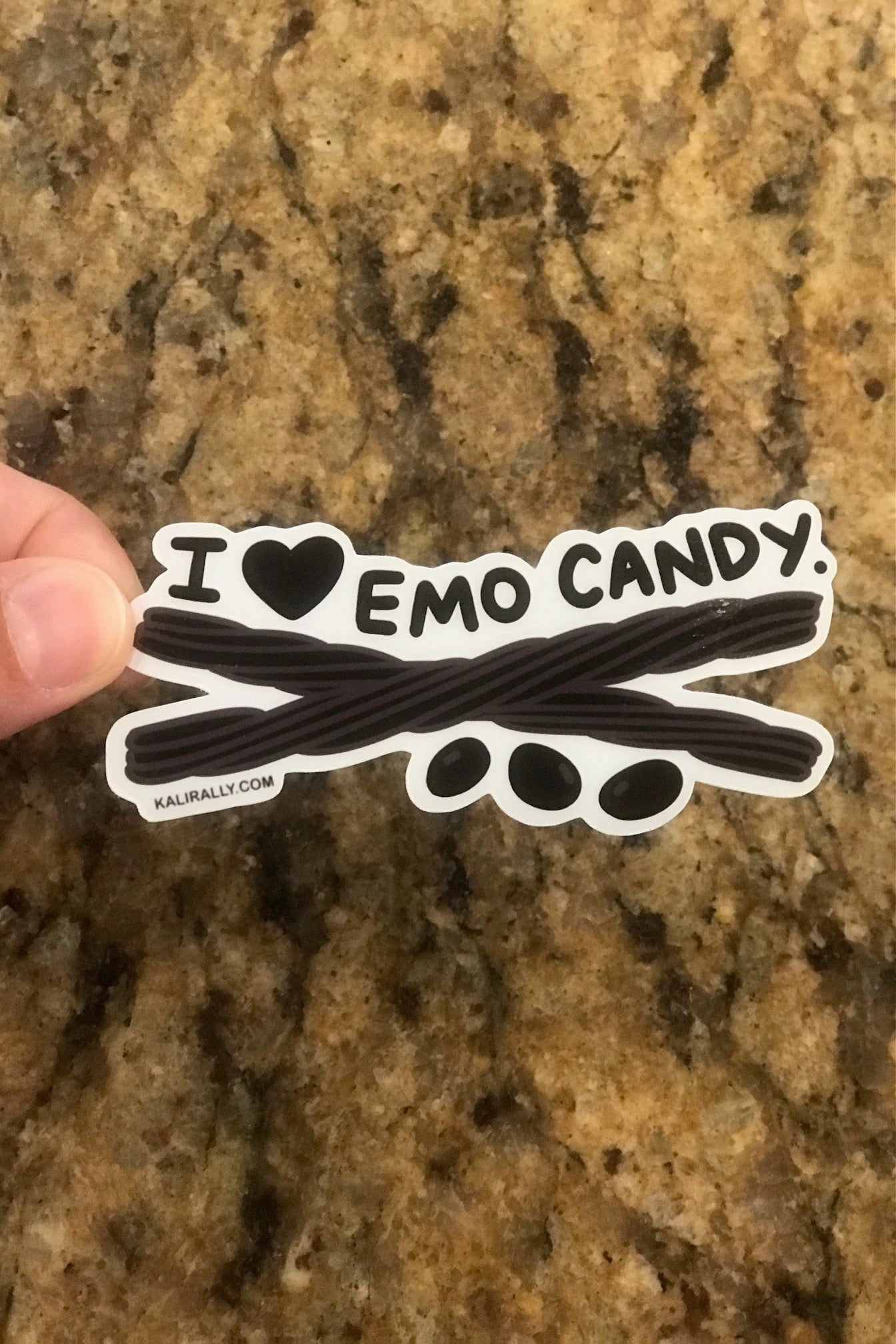 I love black licorice sticker, emo candy, goth candy, black jelly beans sticker, weird candy sticker