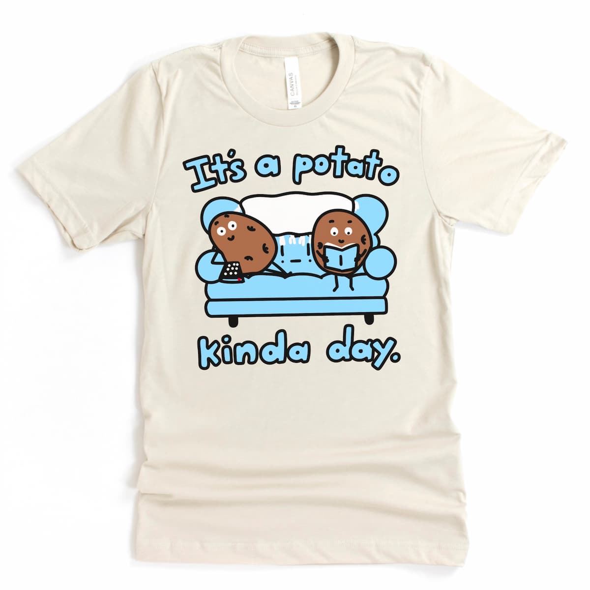Introvert-themed potato tee in heather charity pink featuring relaxed potato characters – Kalirally