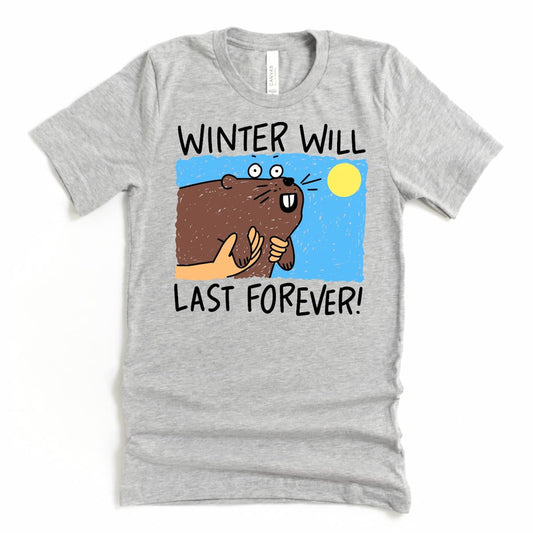 Pennsylvania Shirt in Athletic Heather featuring cartoon Punxsutawney Phil with winter Groundhog’s Day design, by Kalirally