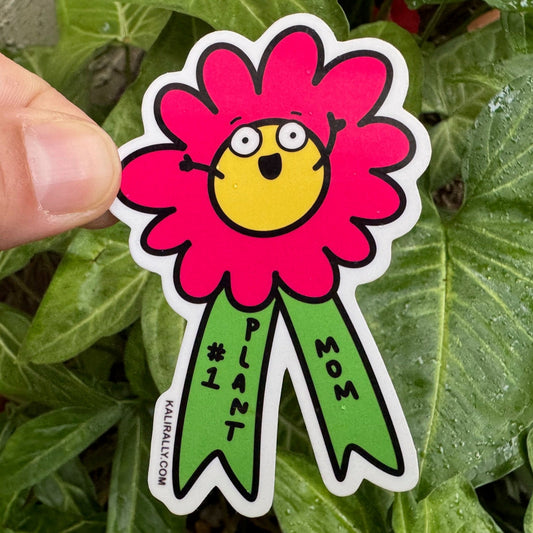 Vinyl Plant Mom Ribbon Sticker – Best Plant Mom decal for water bottles, laptops, and plant journals, by Kalirally.