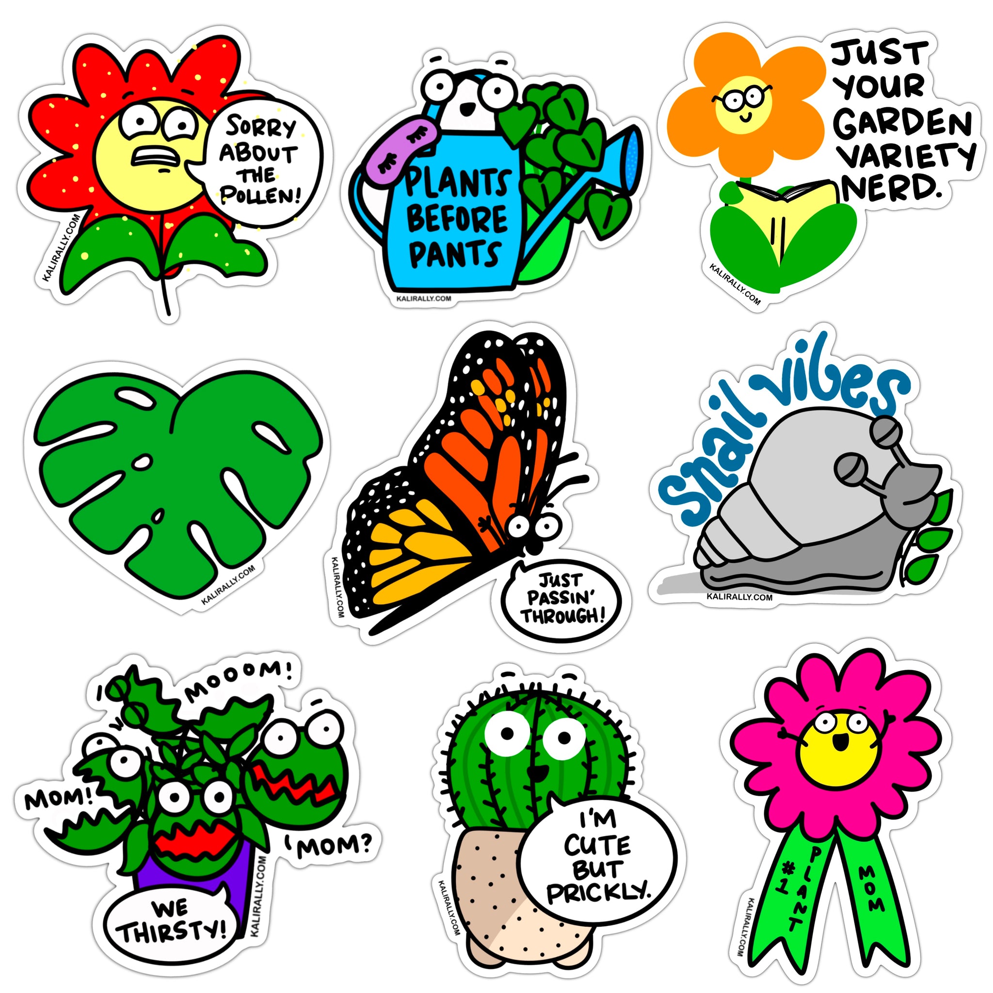 Plant mom sticker bundle, plant sticker bundle, waterproof vinyl sticker, gardener sticker pack, for green thumb, kalirally decal