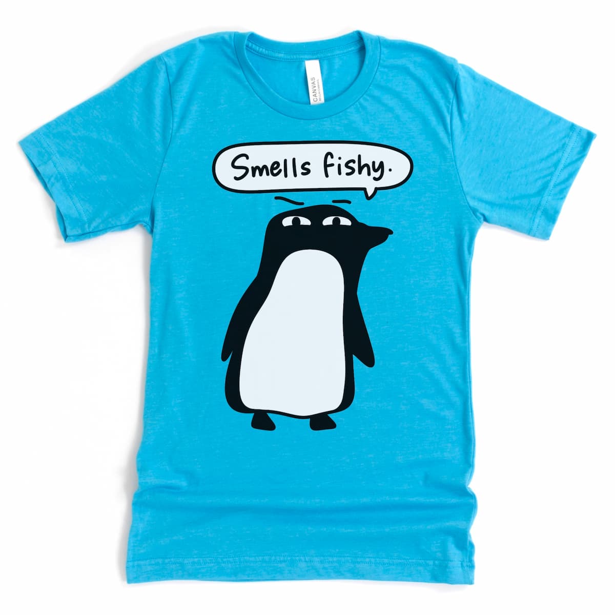 “Smells Fishy” Cute Animal Pun T-Shirt - Funny Penguin Shirts