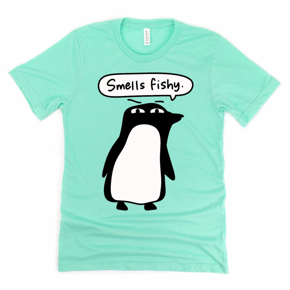 “Smells Fishy” Cute Animal Pun T-Shirt - Funny Penguin Shirts