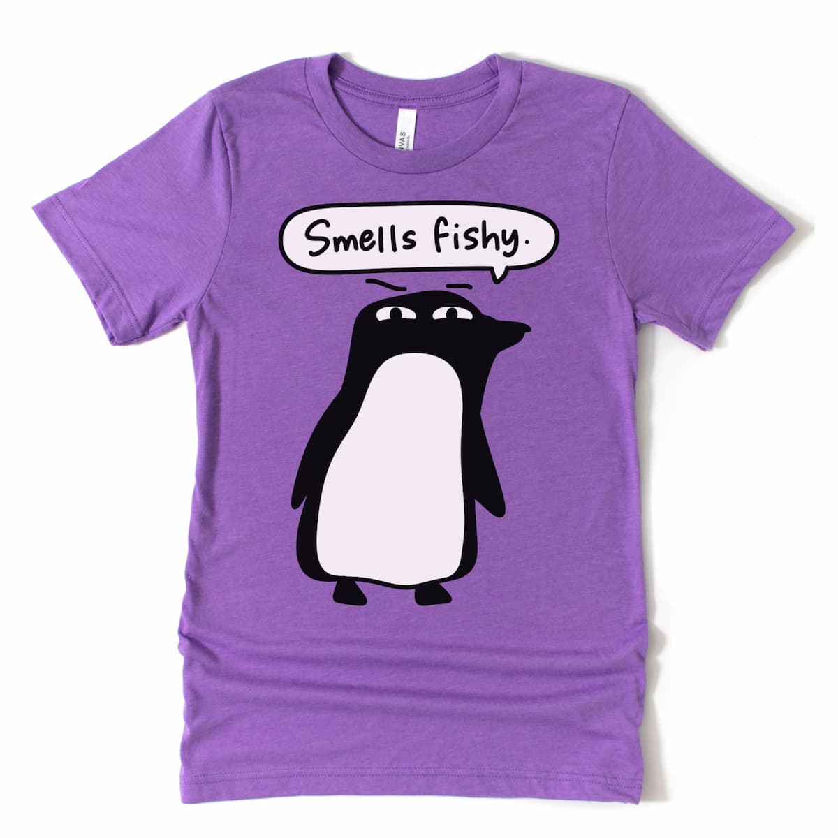 “Smells Fishy” Cute Animal Pun T-Shirt - Funny Penguin Shirts
