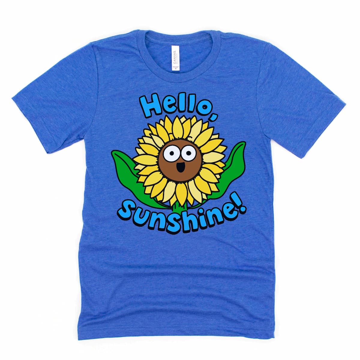 Sunflower t shirt with uplifting Hello Sunshine graphic on Heather Dark Grey – Kalirally
