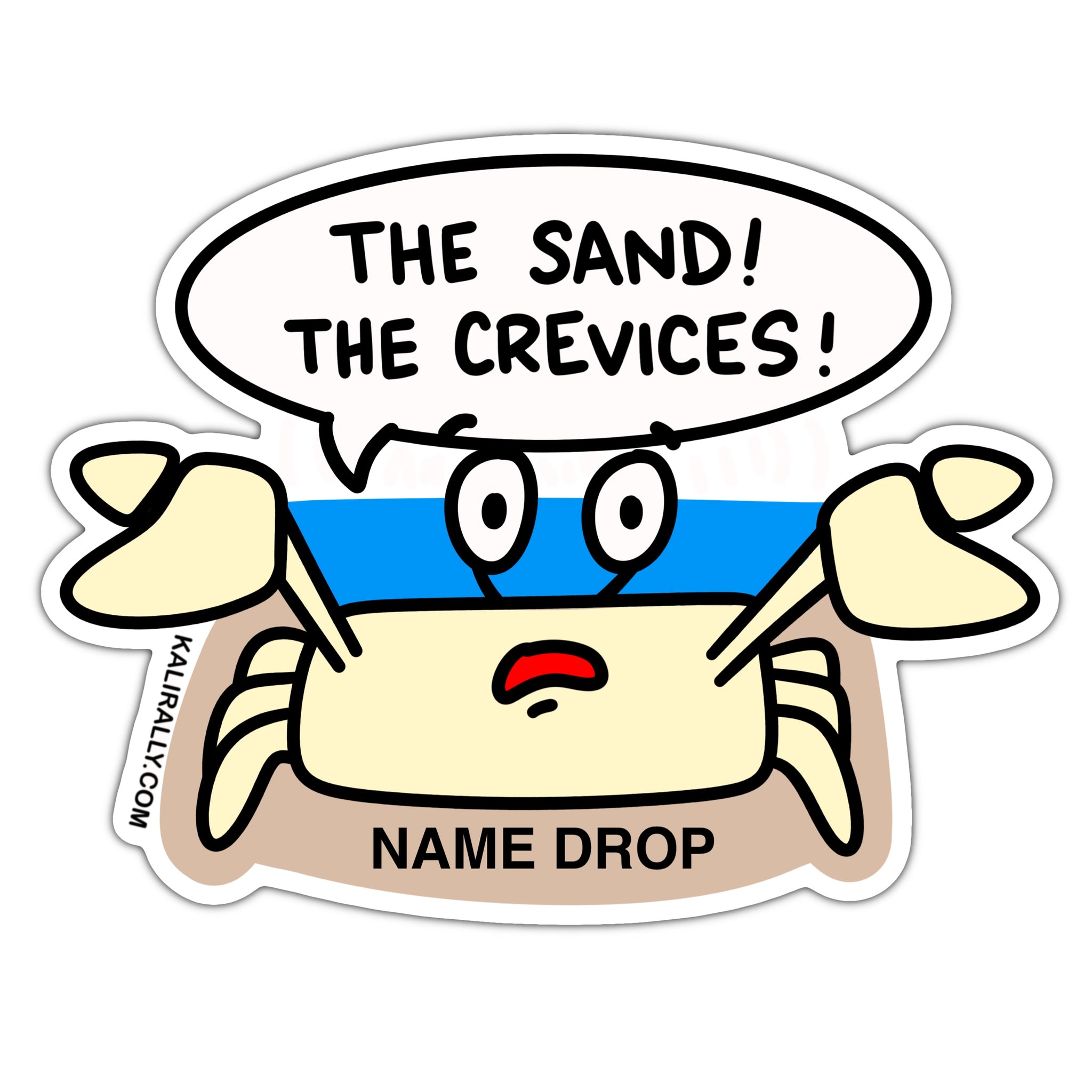 Funny Sandcrab sticker, I hate sand sticker, cute beach name drop decal