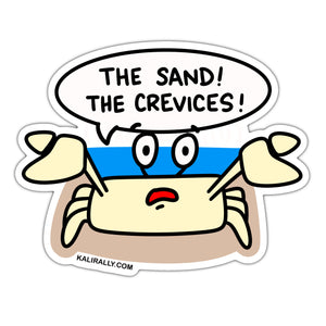 Funny Sandcrab sticker, I hate sand sticker, cute beach sticker, waterproof vinyl sticker