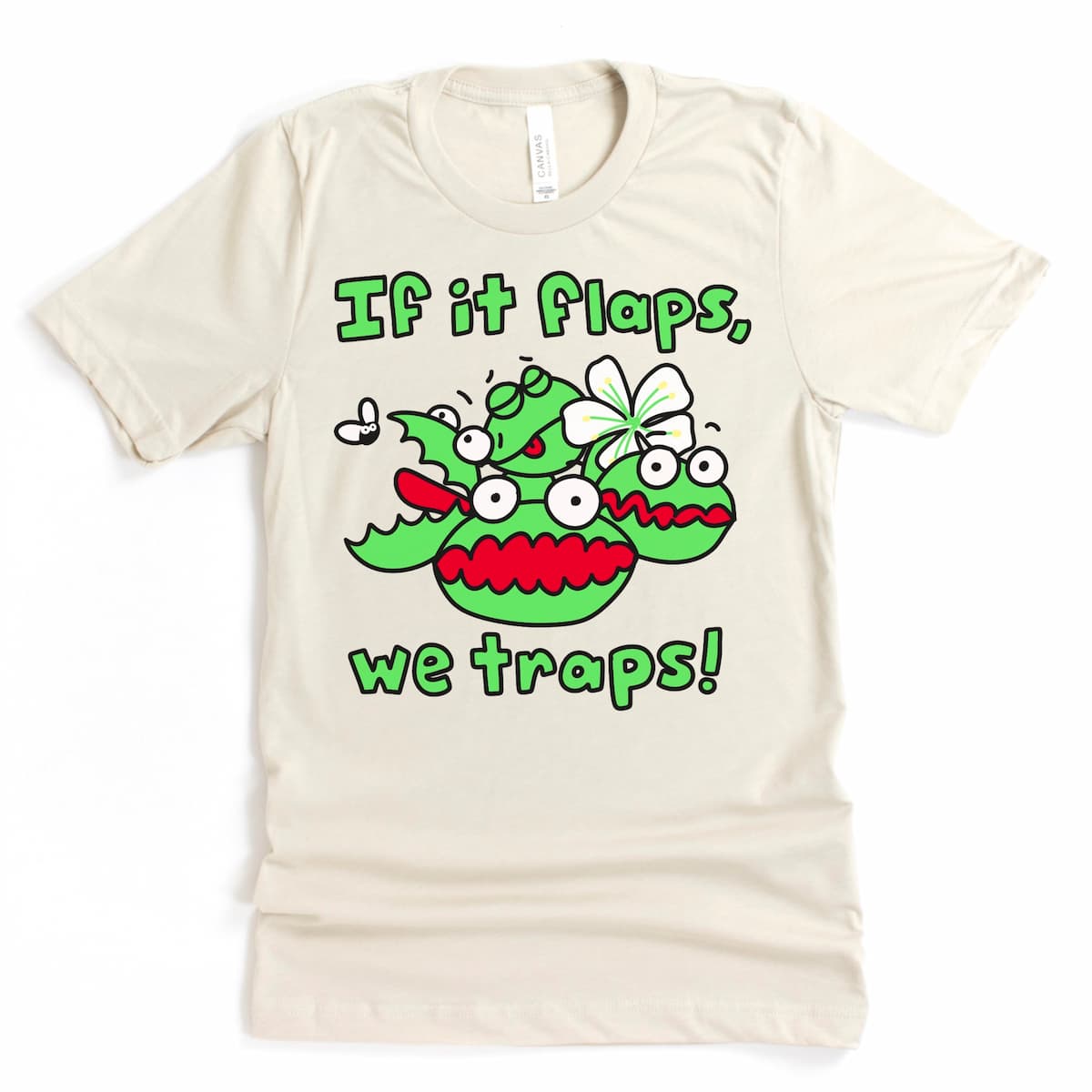 Venus fly trap graphic tee in heather dust with quirky plant art – Kalirally