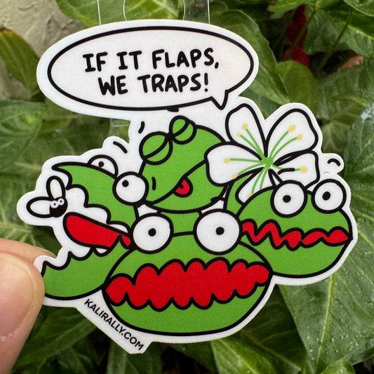 Venus flytrap vinyl sticker, funny wetlands decal for water bottles and laptops by Kalirally