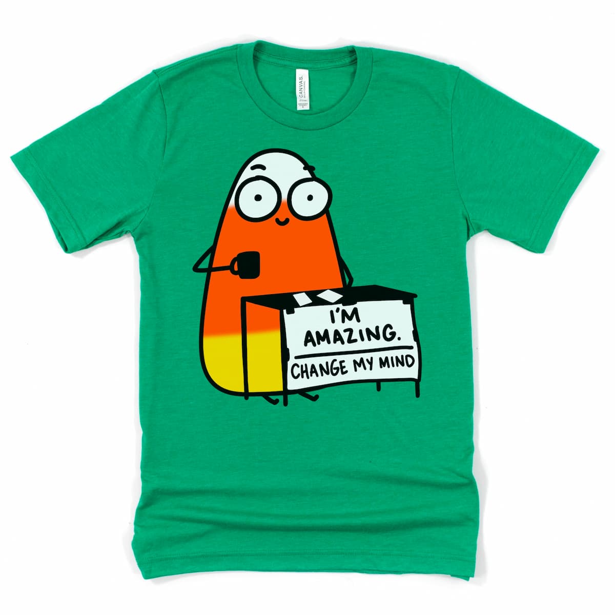 Halloween shirt with candy corn graphic in heather kelly green – Kalirally