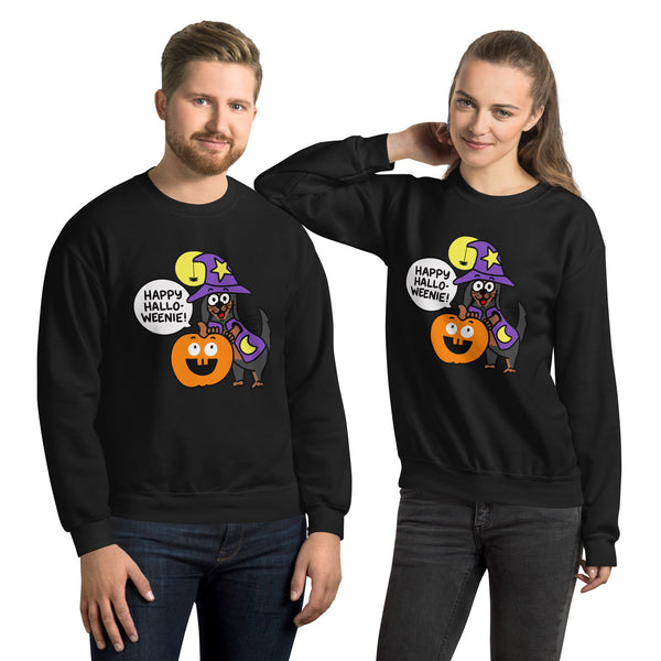 Cute Happy Halloweenie with Doxie Unisex Sweatshirt