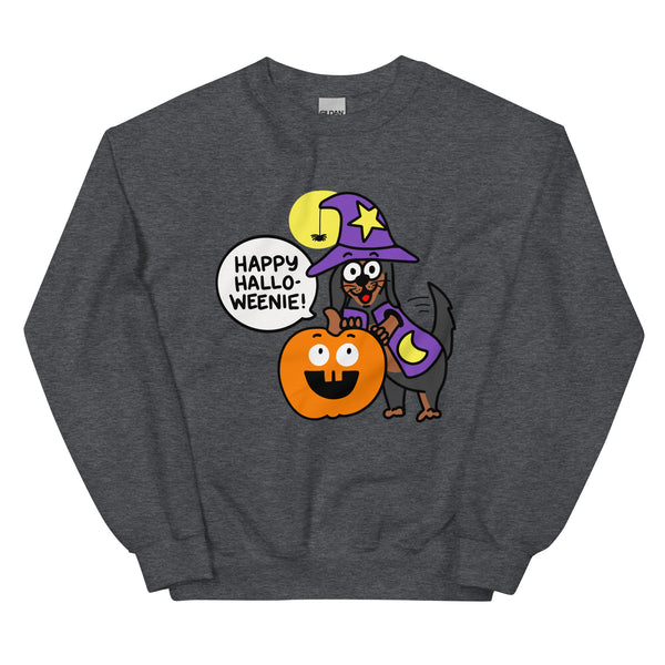 Cute Happy Halloweenie with Doxie Unisex Sweatshirt