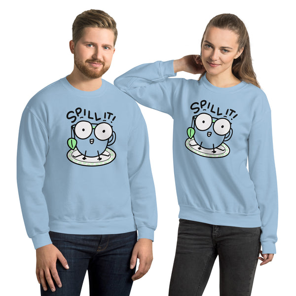 Spill the tea sweatshirt for funny coworker gift, gossip sweatshirt funny green tea