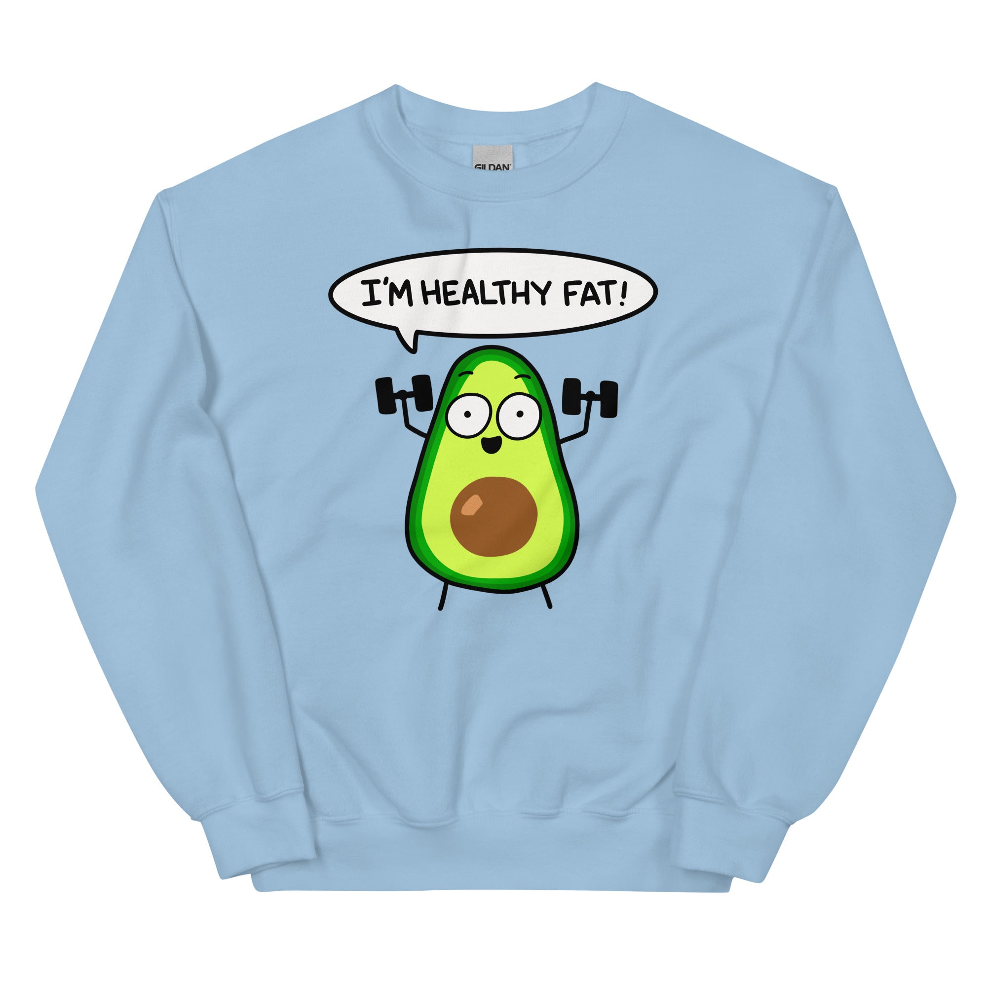 Funny fitness avocado sweatshirt, punny workout graphic shirt