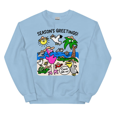 Cute beach sweatshirt, "Season's Greetings!" graphic shirt for beach cover up