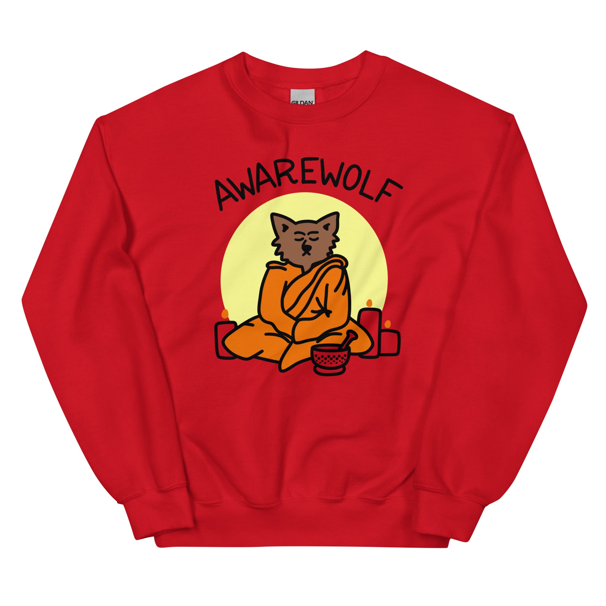 Full moon yoga sweatshirt, awarewolf sweatshirt for yoga teacher, funny meditation sweatshirt