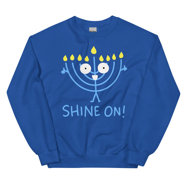 Hanukkah sweatshirt for Chanukah, cute Jewish holiday shirt Shine on! Hanukiah sweatshirt